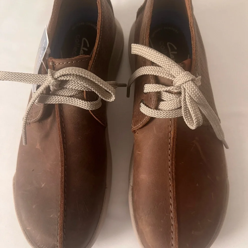 Clark’s Men’s Drift Way Seam Brown Leather‎ Shoes, Size 71/2 M, NWT